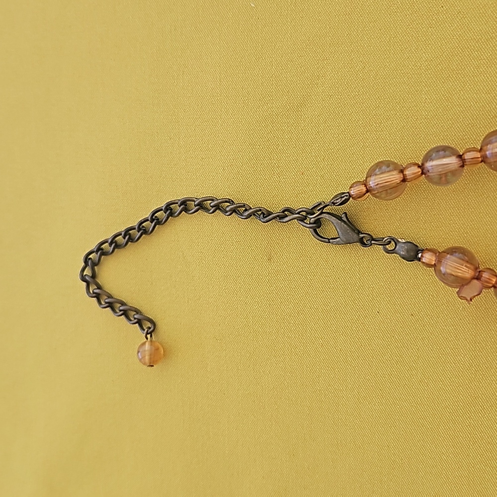 Vintage Costume Jewelry - Amber Like Pendant & Beaded Statement Necklace - Picture 6 of 10